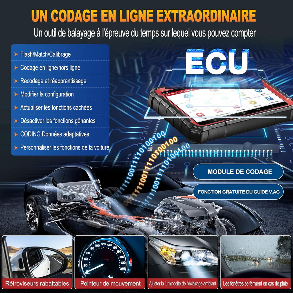 LAUNCH X431 Pro Elite Maletín de diagnóstico OBD2 para coche, bidireccional, codificación en línea de ECU, diagnóstico completo del sistema, más de 38 servicios de reinicio, CANFD DOIP, FCA, 2 años de actualización