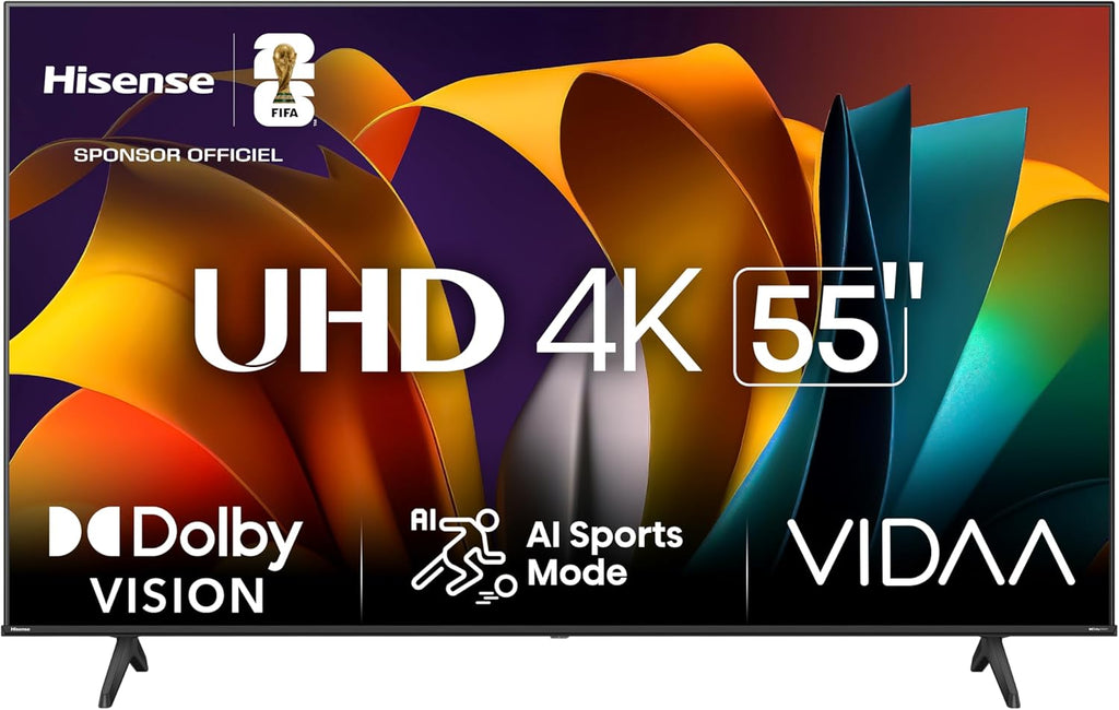 Hisense Smart TV 55 pulgadas 55A6N 4K UHD Dolby Vision HDR VIDAA con Youtube, Netflix, Disney+, Channel+ (Modelo 2024)