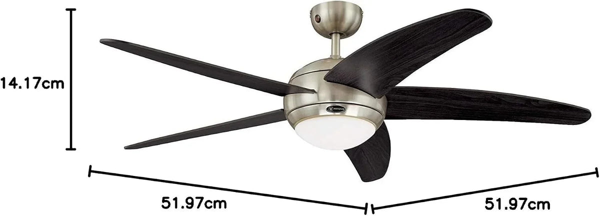 Ventilador de techo con luz Bendan 72557 132 cm 5 aspas cromo vidrio opal mando a distancia 3 velocidades verano invierno
