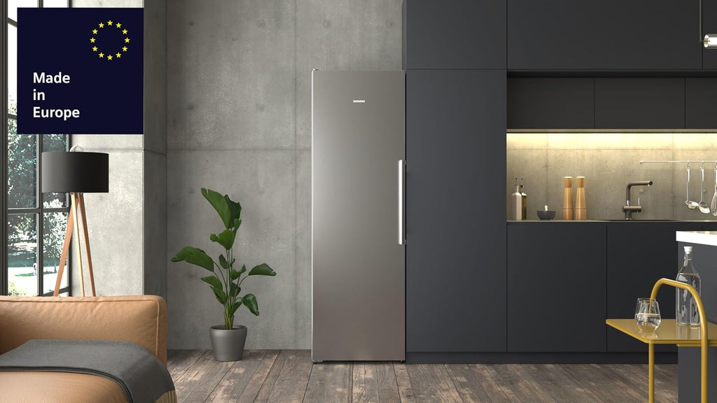 Frigorífico independiente XXL Siemens iQ500, 186,2 x 59,5 cm, KS36NAICG, 402 L de capacidad, Total noFrost, cajones hyperFresh 0°C, iluminación LED, diseño integrable, acero inoxidable antihuellas