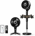 Ventilador inteligente DREO para dormitorio, ventilador de pie, oscilación omnidireccional de 150°+100°, alcance de circulación de aire de 36,6 m, motor CC silencioso, 12 velocidades, 6 modos, 20 dB, control remoto, temporizador de 12 horas.