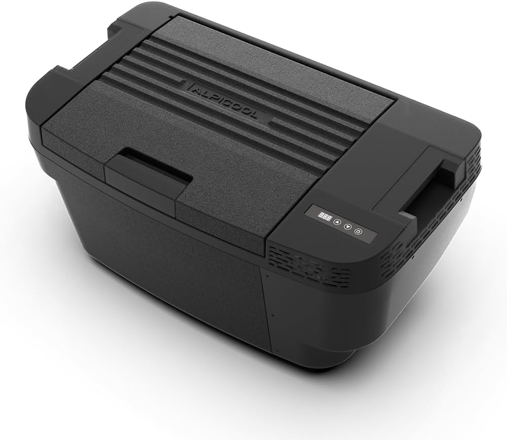 Alpicool TSL35 35L Nevera de compresor para Tesla Model Y, mini refrigerador de 12V, nevera eléctrica para coche, congelador portátil pequeño para camping
