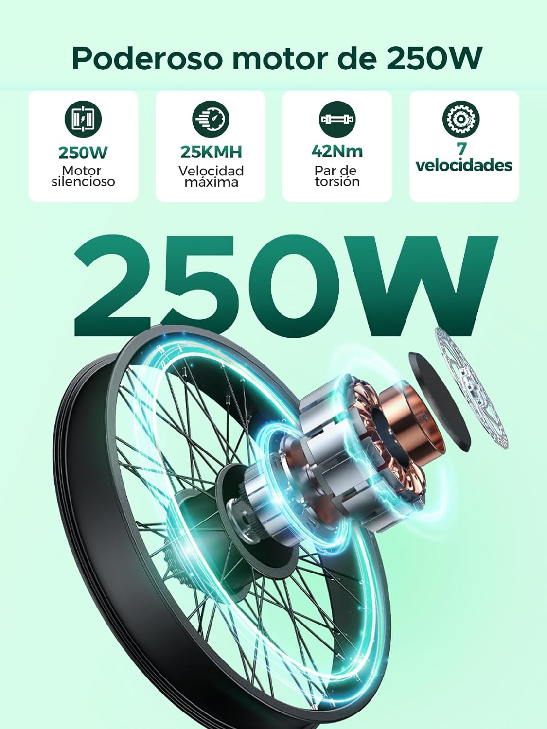 Bicicleta eléctrica MileCity1 de 26" para adultos, bicicleta eléctrica de 7 velocidades con batería intercambiable de 36V 13Ah, 25 km/h y 80-100 km de autonomía para desplazamientos urbanos, resistente al agua IP65