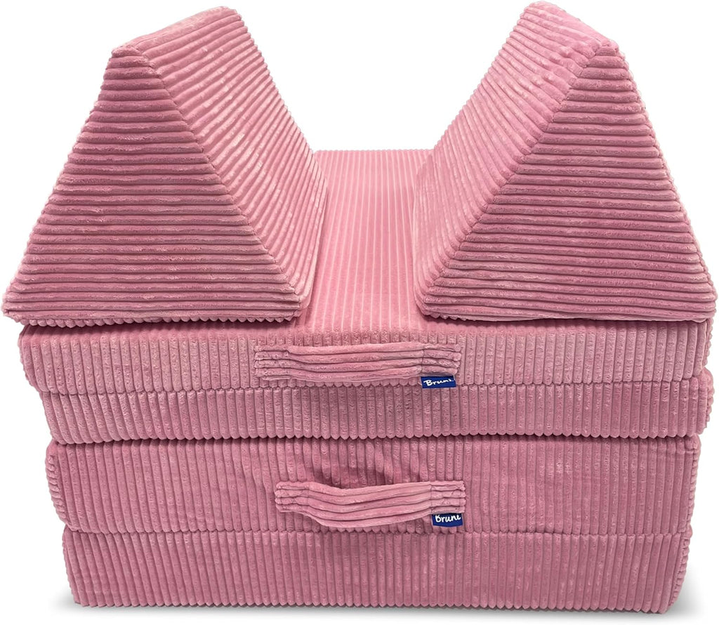 Sofá de juegos Bruni de pana para niños en color rosa: sofá XXL grande para la habitación infantil, sofá cama con funda de pana suave extraíble, diseñado en Austria