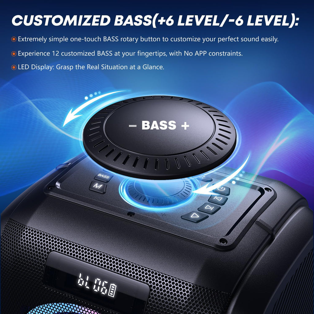 Altavoz Bluetooth T9 Pro portátil para exteriores, 270 W, estéreo con Bluetooth 5.3, USB, TF, AUX y entrada de micrófono