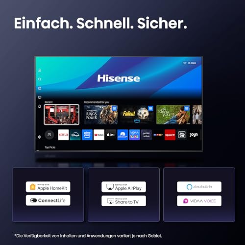 Televisor Hisense 43E7Q, 43 pulgadas, 4K UHD QLED, Smart TV, Game Mode Plus, Filmmaker Mode, Dolby Vision Atmos, HDR10, HLG, HDR Immersive, AI 4K Upscaler, Dolby MS12, DTS X, control por voz [2025]