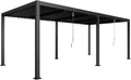 Pérgola bioclimática Outsunny 3 x 6 m, pérgola de jardín exterior con lamas orientables, techo ajustable con manivela de aluminio y ganchos, cenador de jardín, terraza, patio, gris oscuro