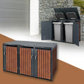 Cubre contenedores ML-Design de 3 unidades para 240L, cerramiento para 3 cubos de basura, caseta resistente a la intemperie, estructura de acero, contenedor con tapa, puerta con cerradura, 200x80x116,3 cm, color antracita efecto óxido