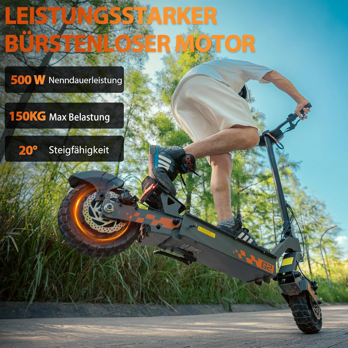Patinete eléctrico Kukirin, patinete eléctrico para adultos, scooter eléctrico todoterreno, patinete eléctrico (autonomía de 55 km), G2