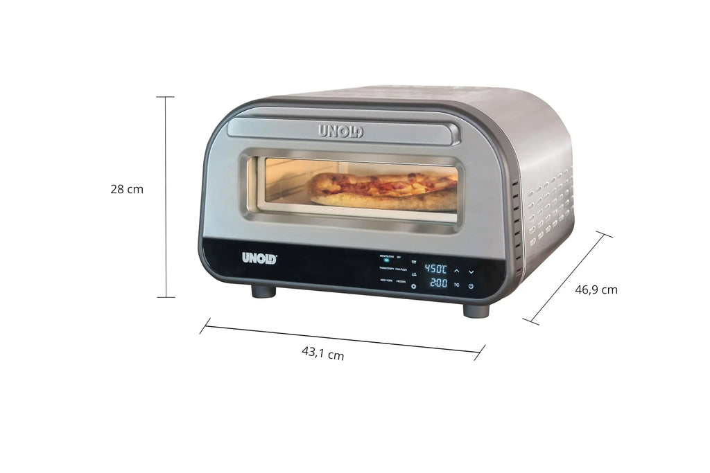 Horno de pizza eléctrico LUIGI 68816 1700 W hasta 450 °C con piedra para pizza de cordierita de 32 cm y control táctil