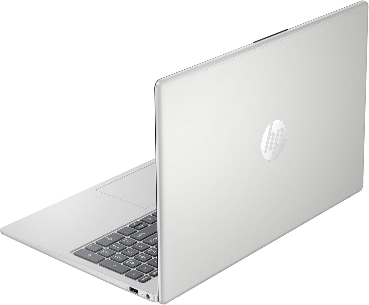 Ordenador portátil HP 15-fc0006sf de 15,6" FHD (AMD Ryzen 5 7520U, 8 GB de RAM, SSD de 256 GB, gráficos AMD Radeon, Windows 11), portátil plateado, teclado AZERTY