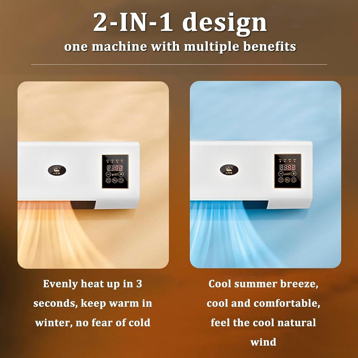 Aire acondicionado portátil, mini aire acondicionado de pared con control remoto y temporizador, funcionamiento silencioso, unidad compacta de refrigeración y calefacción para dormitorio red-flowers