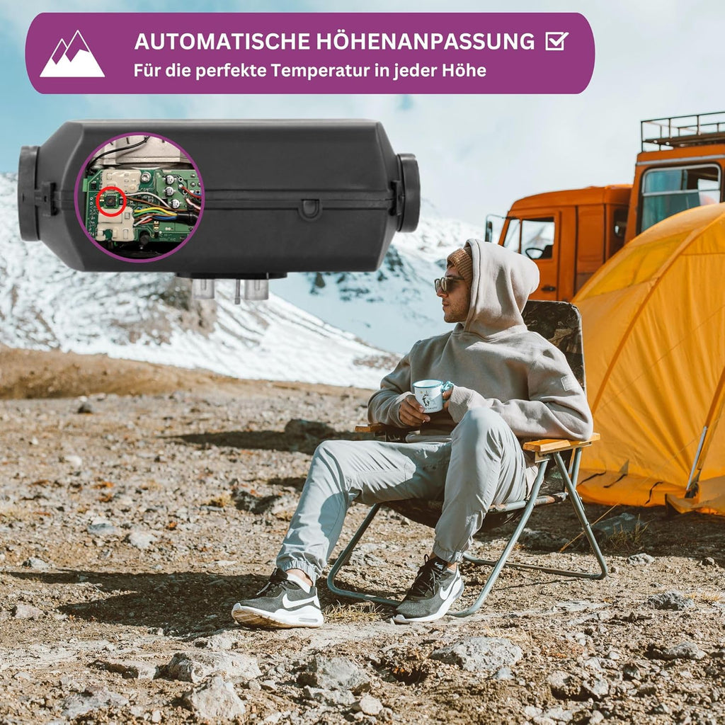 Autoterm Air 4D 4 kW 12 V Calefactor auxiliar diésel con panel de control PU-5 y bomba de combustible silenciosa para coche, camión, autocaravana, barco