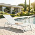 Tumbona de jardín IDIMEX ESPIRITU, altura regulable, color blanco crema – Tumbona de sol con cabezal ajustable de aluminio y textilene resistente a los rayos UV, para terraza, balcón, jardín, tumbona de relax para exterior