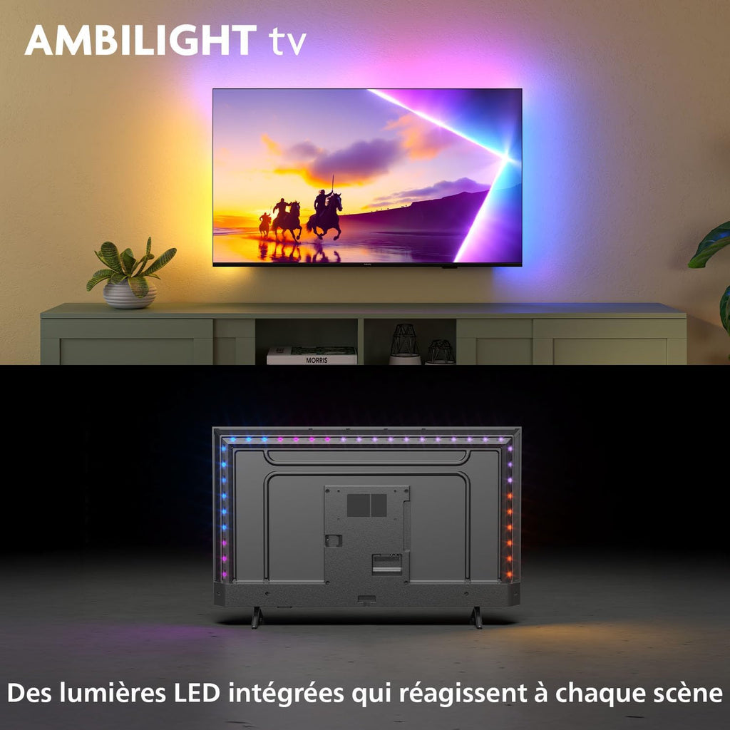 Smart TV LED 4K Philips Ambilight 50PUS8500 - Pantalla de 50 pulgadas con plataforma Pixel Precise Ultra HD, sistema operativo Titan y sonido Dolby Atmos, compatible con Alexa y el Asistente de Google