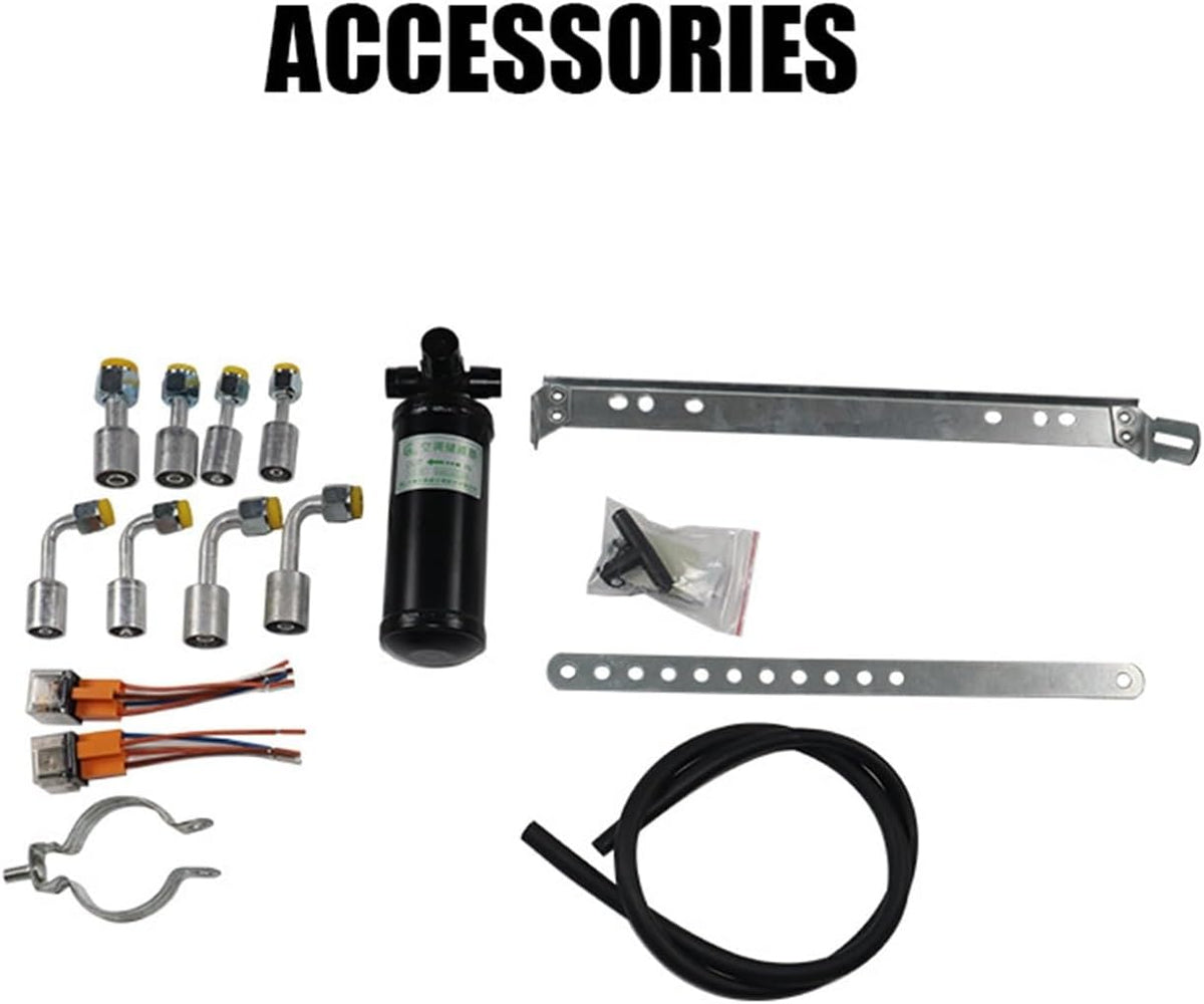 Aire acondicionado para coche, kit de aire acondicionado universal para automóvil 12V 24V, A/C para camión, minibús, furgoneta, tractor, excavadora, vehículo recreativo (12V solo frío)