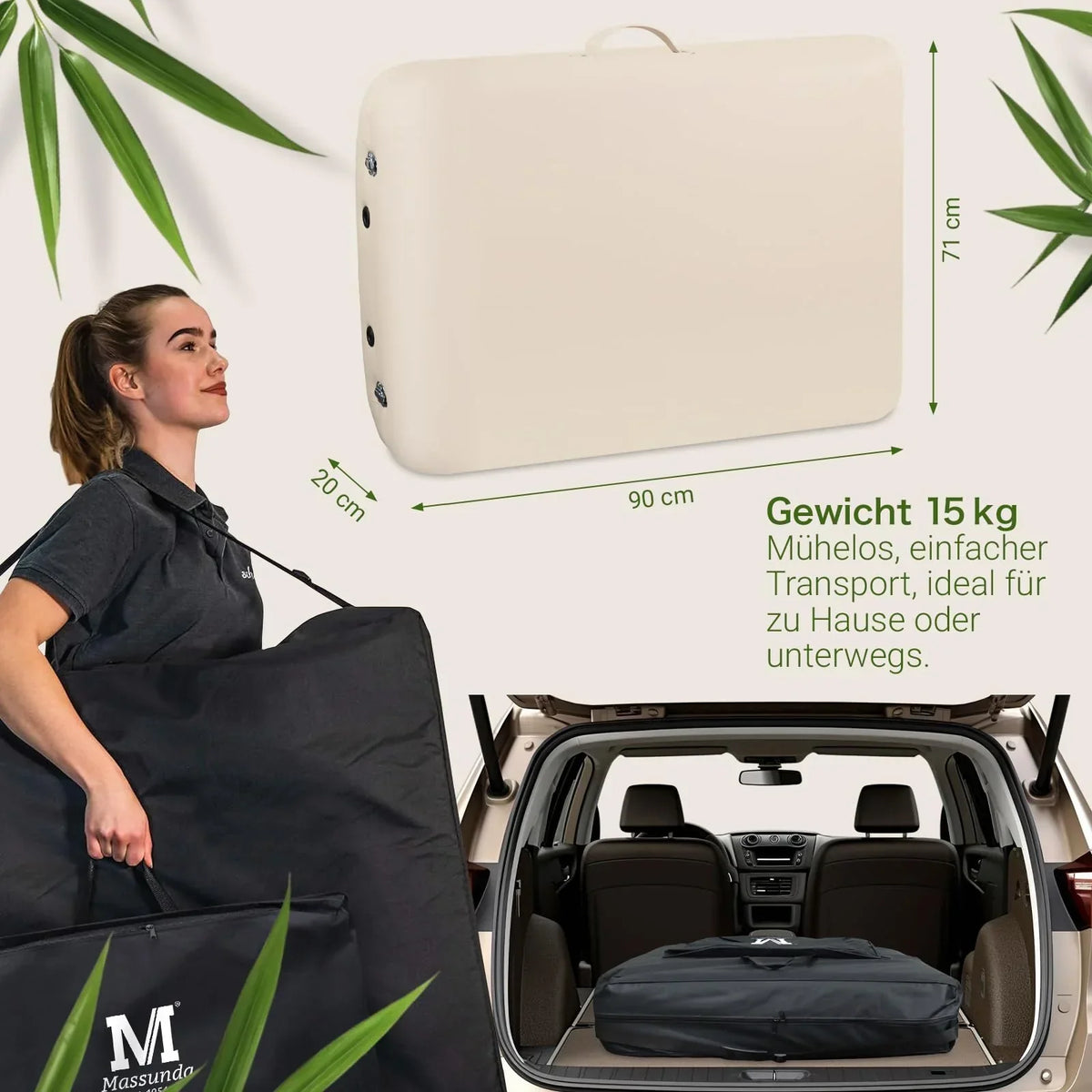 MA-CF-001 Camilla de masaje plegable y ajustable en altura 71 cm madera capacidad de carga 250 kg