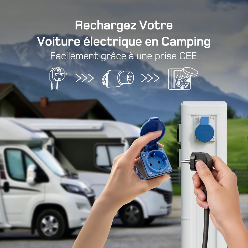 Cargador de coche eléctrico con APP 3,7kW [15m, 6-16A], cable de carga para coche eléctrico con soporte de pared, cargador Tipo 2 con pantalla LCD digital, compatible con E-208, Model Y, E-Tech y otros vehículos eléctricos/híbridos enchufables (EV/PHEV)