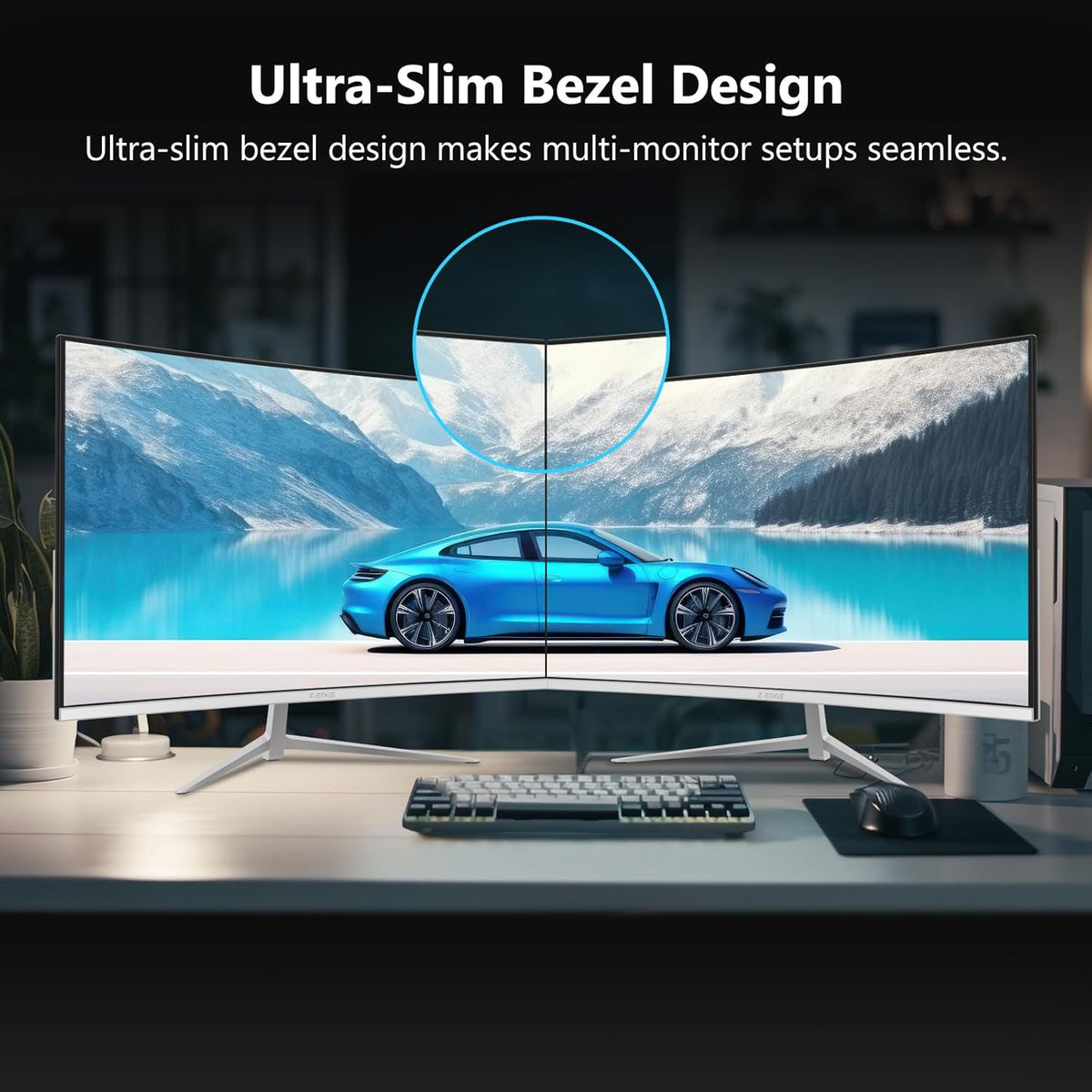 Monitor de PC curvo Z-Edge blanco de 27 pulgadas, 100 Hz, FHD 1080P, monitor de escritorio blanco, VA 1500R sin marco, monitor gaming, 99% sRGB, inclinación ajustable, HDMI y DisplayPort, VESA (cable HDMI incluido)