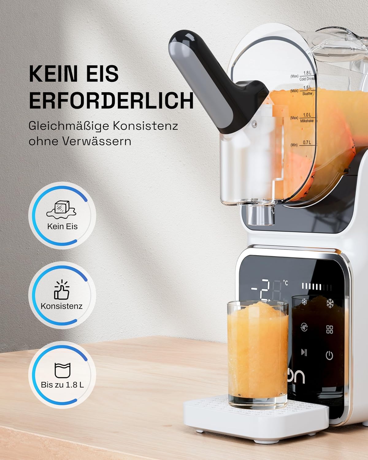 Máquina de granizados HBN 2L para hacer helados en casa con autolimpieza, no requiere hielo, 6 programas para granizados, cócteles, margaritas, frappés y batidos