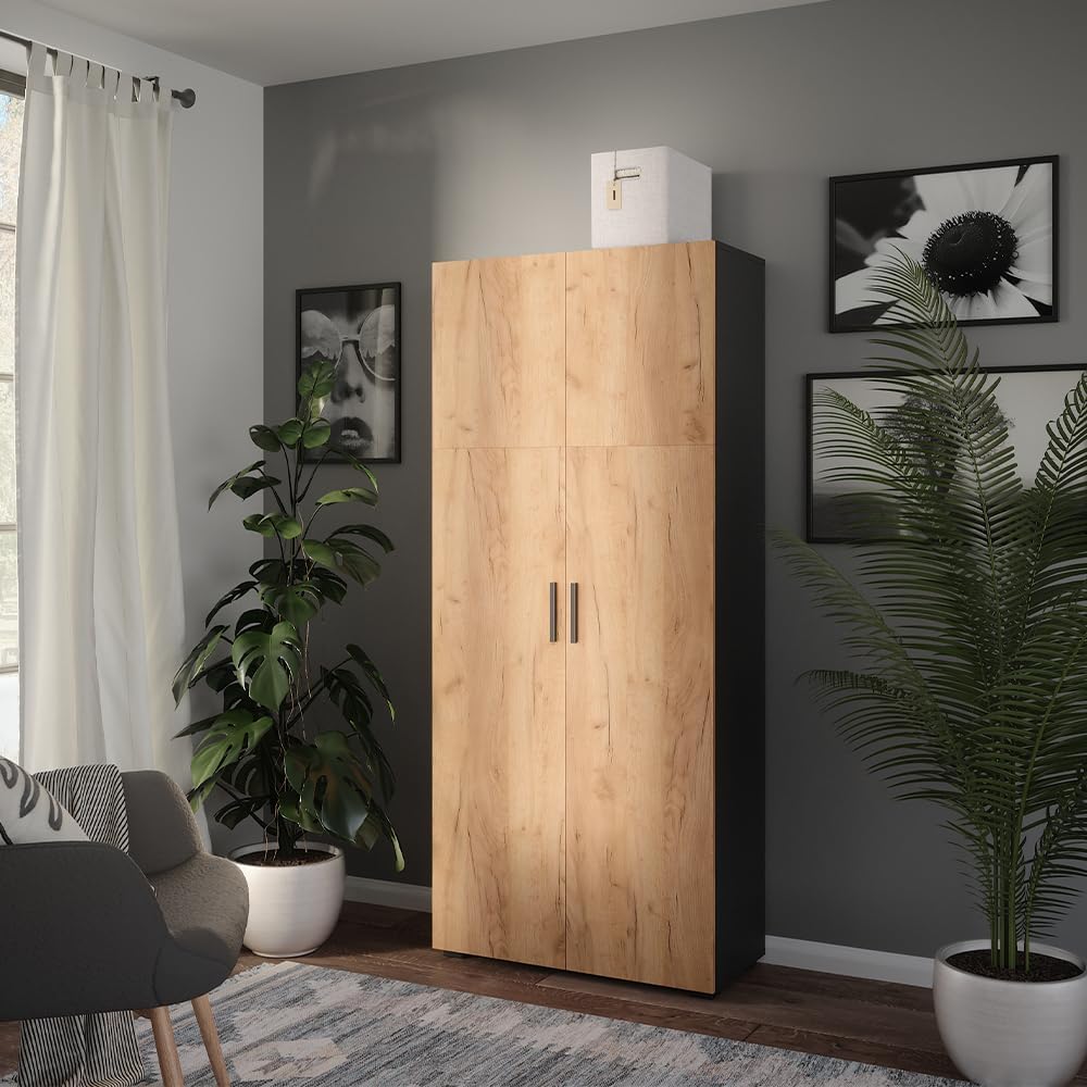 Armario universal Vicco Ingo, antracita/roble dorado, 80 x 183,8 cm