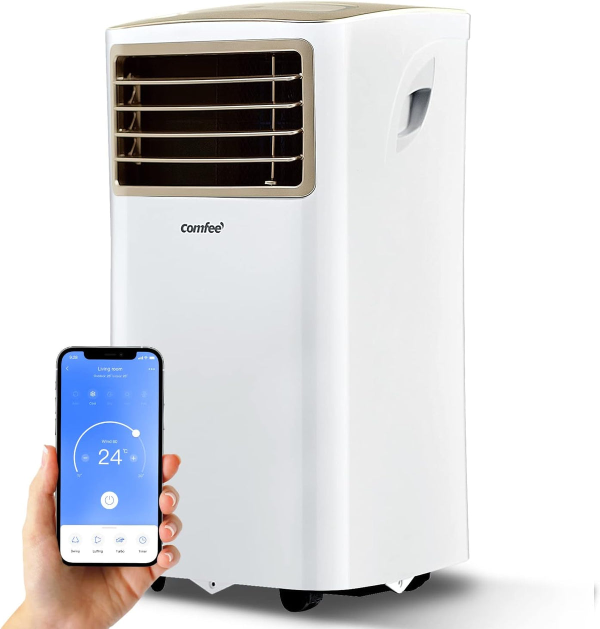 Aire acondicionado portátil Comfee MPPH-09CRN7, 9000 BTU 2,6kW, refrigeración, ventilación y deshumidificación, para habitaciones de hasta 88m³ (33㎡), aire acondicionado portátil con tubo de escape