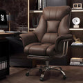 Silla de oficina con reposapiés y soporte lumbar – Silla gaming ergonómica con reposacabezas ajustable en altura y respaldo reclinable, silla giratoria de piel sintética con respaldo alto para oficina en casa (marrón)