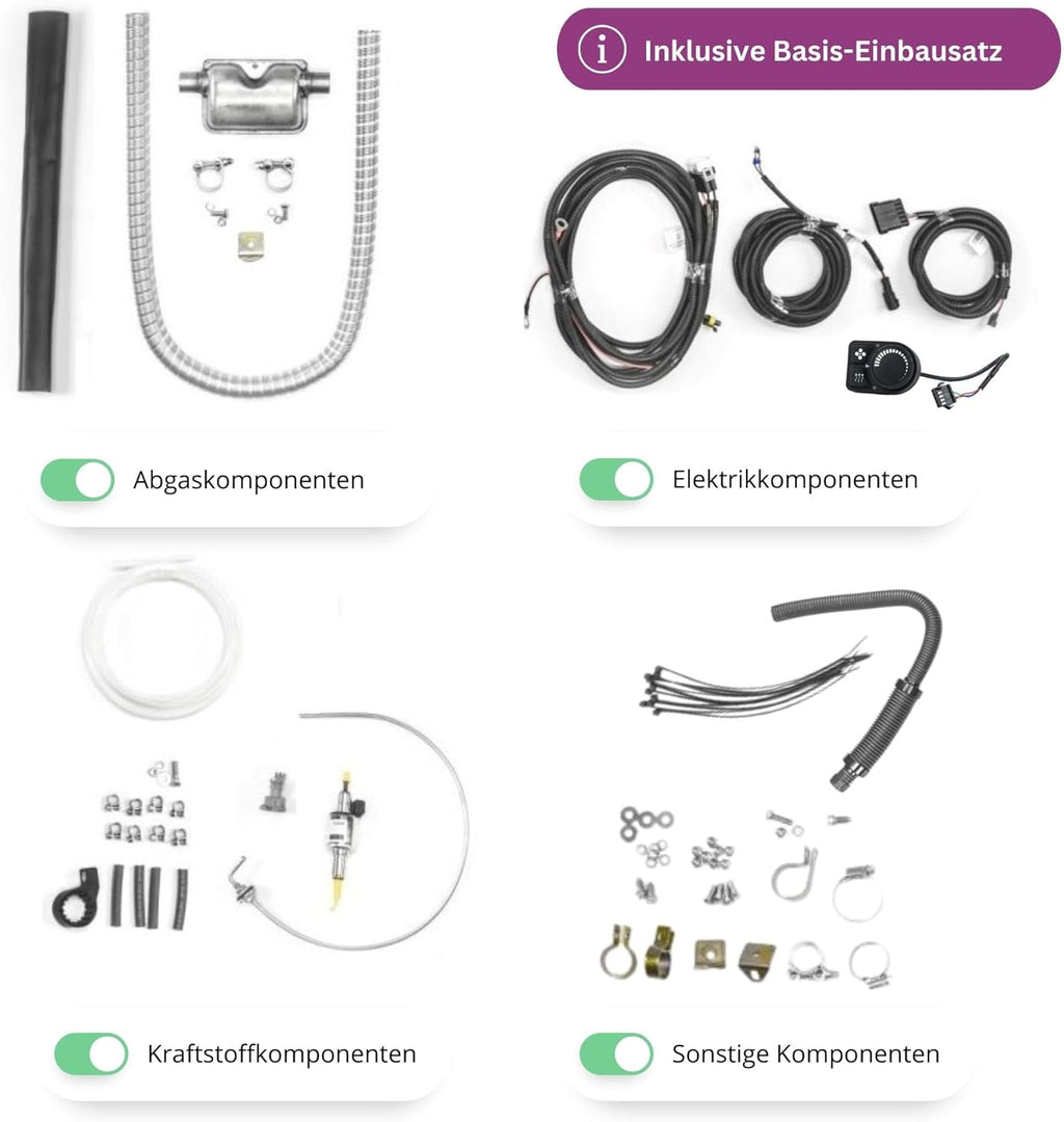 Autoterm Air 4D 4 kW 12 V Calefactor auxiliar diésel con panel de control PU-5 y bomba de combustible silenciosa para coche, camión, autocaravana, barco