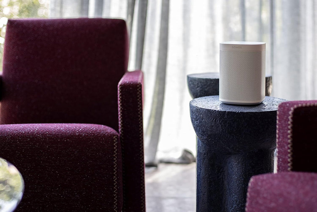 Altavoz inteligente Sonos One, blanco: altavoz Wi-Fi inteligente con control por voz de Alexa, Google Assistant y AirPlay: altavoz multisala para streaming de música ilimitado