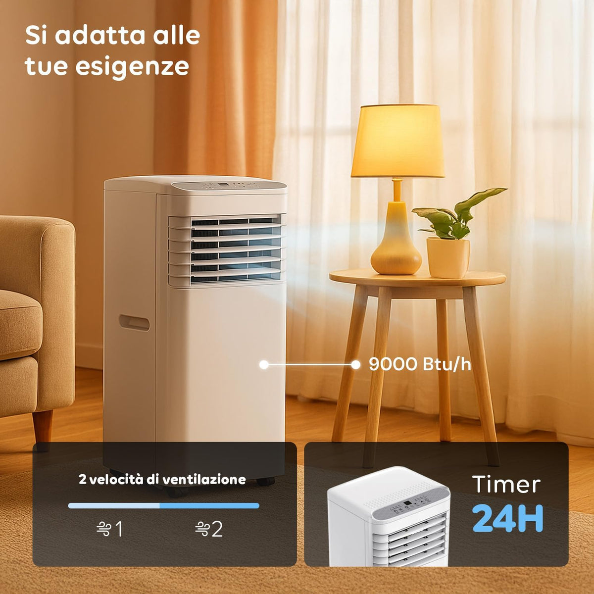 Aire acondicionado portátil Avilia 9000 BTU 3 en 1: deshumidificador, refrigerador y ventilador | Aire acondicionado sin unidad exterior para el hogar y la oficina