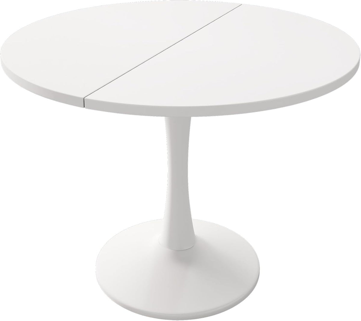 Mesa de comedor redonda extensible, 100/140x100x75 cm, mesa de comedor elíptica de madera para 2-8 personas, mesa de centro para cena, sala de estar y comedor (completamente blanca)