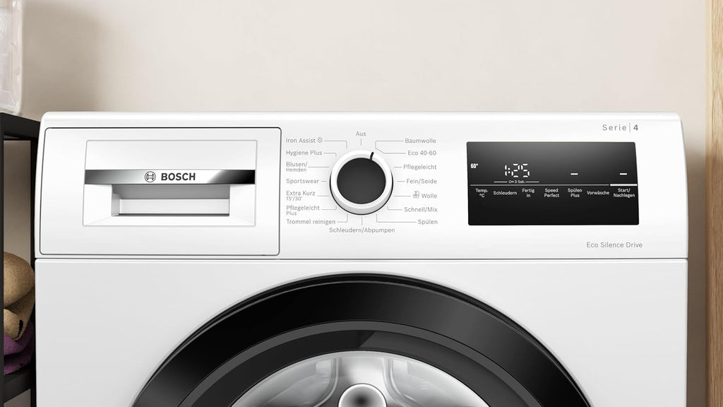 Bosch WAN282K3, Serie 4, Lavadora de carga frontal, 8 kg, 1400 rpm, SpeedPerfect, máximo ahorro de energía y agua, función de pausa y carga, especialmente higiénica, AquaStop, IronAssist