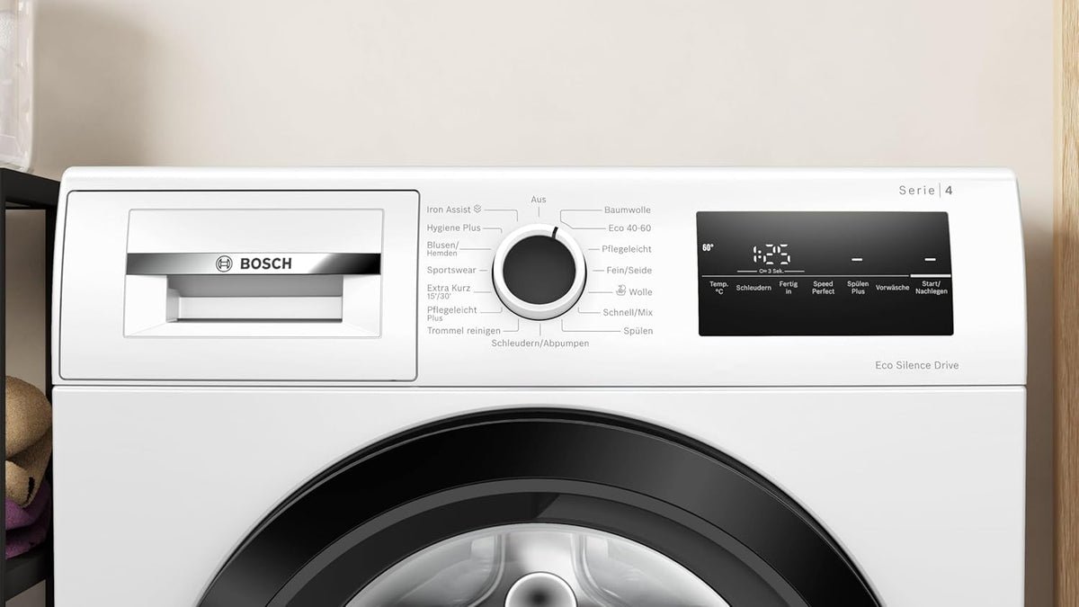 Bosch WAN282K3, Serie 4, Lavadora de carga frontal, 8 kg, 1400 rpm, SpeedPerfect, máximo ahorro de energía y agua, función de pausa y carga, especialmente higiénica, AquaStop, IronAssist