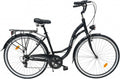 Bicicleta de 28 pulgadas - Cómoda bicicleta urbana para hombre y mujer - con cambio Shimano de 7 velocidades - Cuadro bajo confortable para ciudad y desplazamientos - Dallas City - Negro