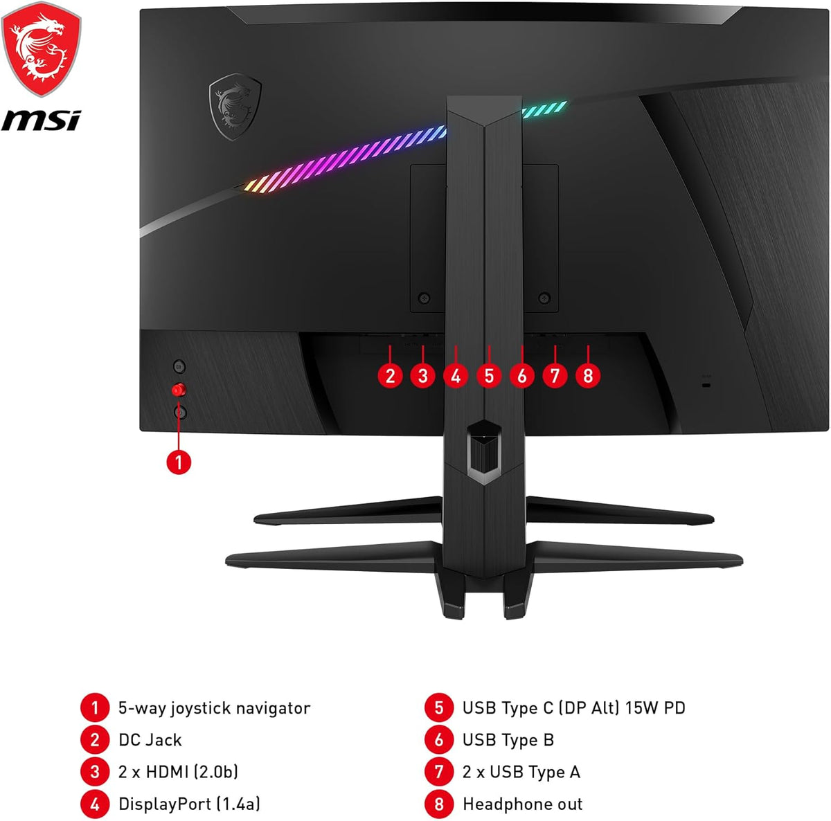 Monitor gaming curvo MSI MAG 275CQRXF de 27 pulgadas WQHD - 1000R, panel Rapid VA 2560 x 1440, 240 Hz / 1ms, 116% sRGB, DisplayHDR 400, Adaptive Sync, DP 1.4a, HDMI 2.0b, USB Type-C