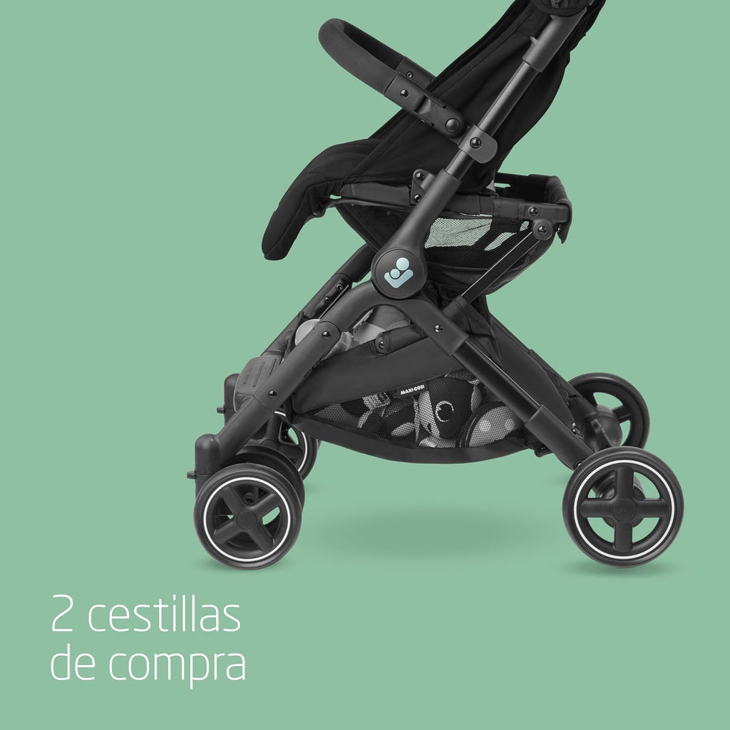 Maxi-Cosi Lara2, Silla de Paseo Ligera, 0-4 años, 0-22 kg, Silla de Paseo Compacta para Bebé, 3 Posiciones de Reclinado, Reclinación Total, Plegado Automático, Correa de Hombro, Essential Black