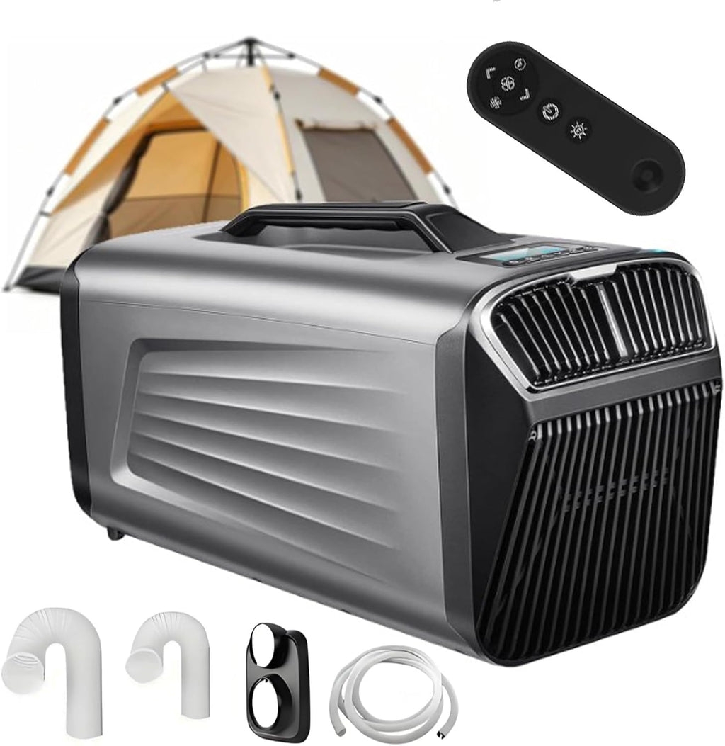 Aire acondicionado portátil para tiendas de campaña con 5200 BTU para camping, interiores y exteriores, aire acondicionado silencioso para camiones, caravanas y mascotas: enfría hasta 8–10 m² (86–107 pies cuadrados) B-24V