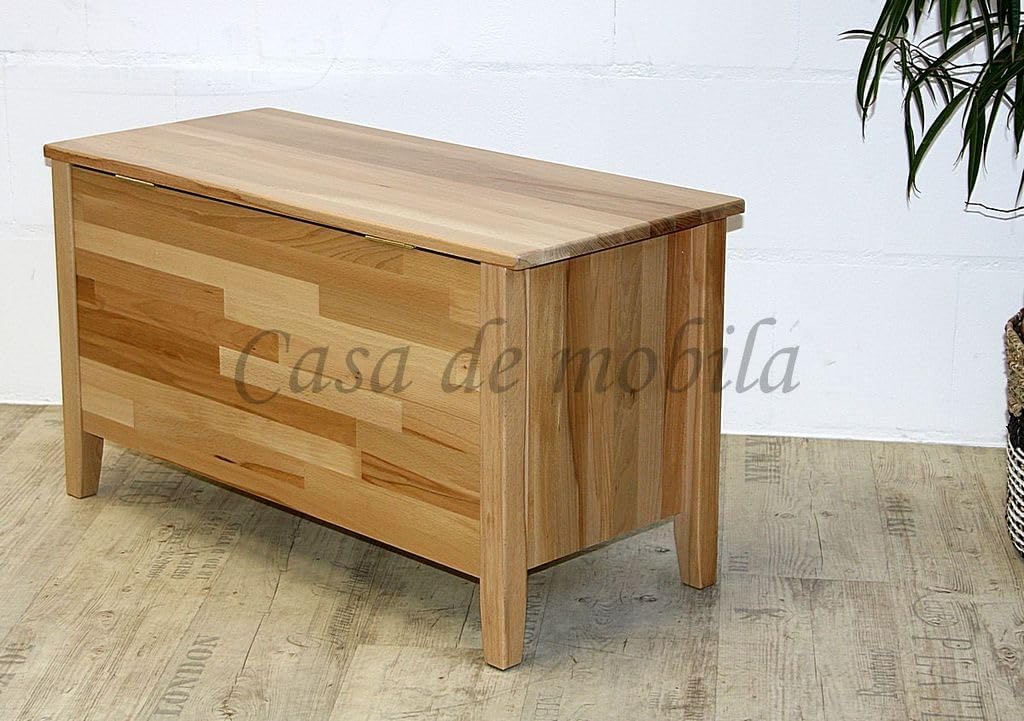 Baúl de madera maciza Casa 84 cm, haya núcleo maciza, barnizado natural