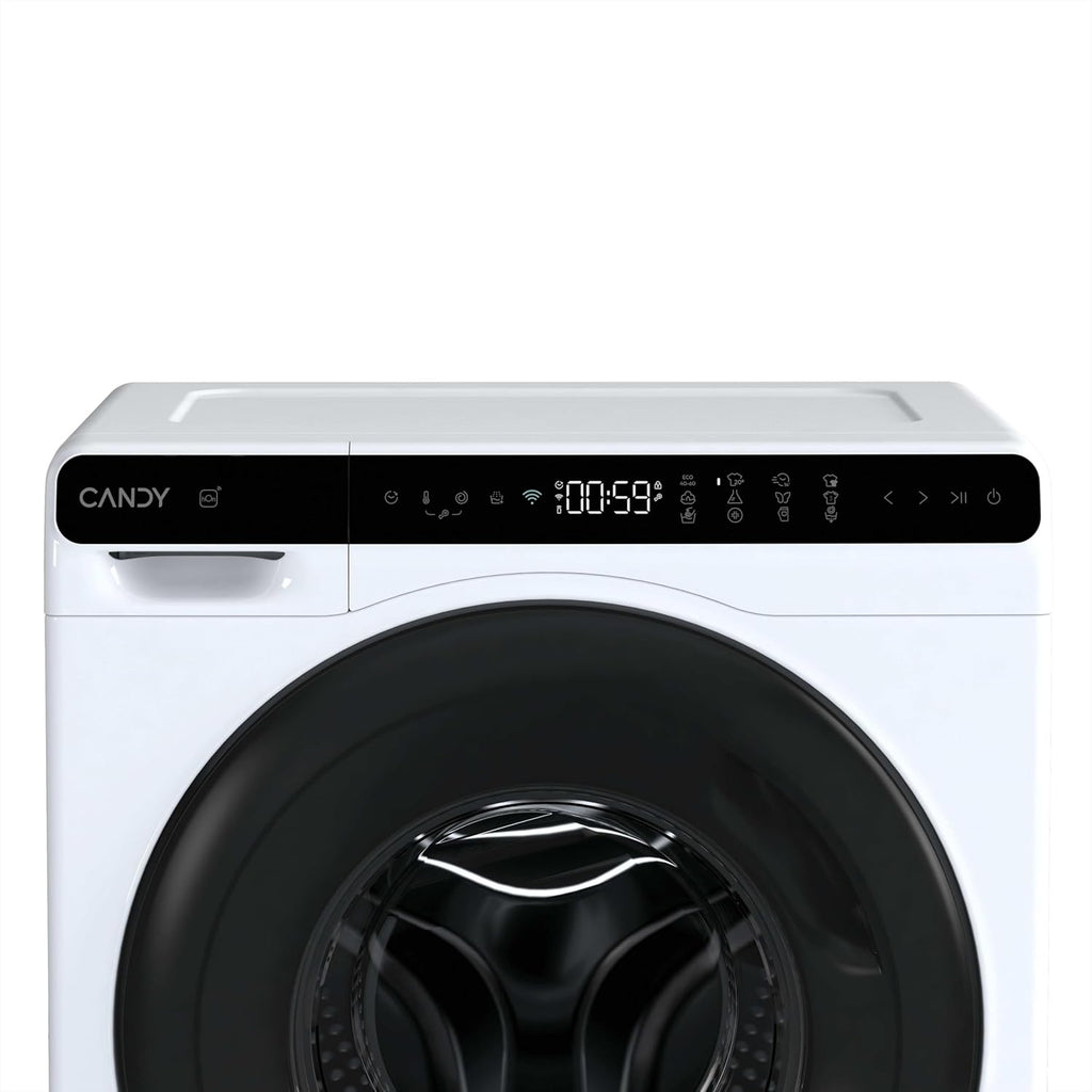 Lavadora Candy ProWash 700 Mini CW50-BP12307U1-S, 5 kg, 1200 rpm, pantalla digital, conectividad Wi-Fi, 12 ciclos, motor Inverter, inicio diferido 24 horas, bloqueo infantil, detector de carga (KG Detector), 69 dB