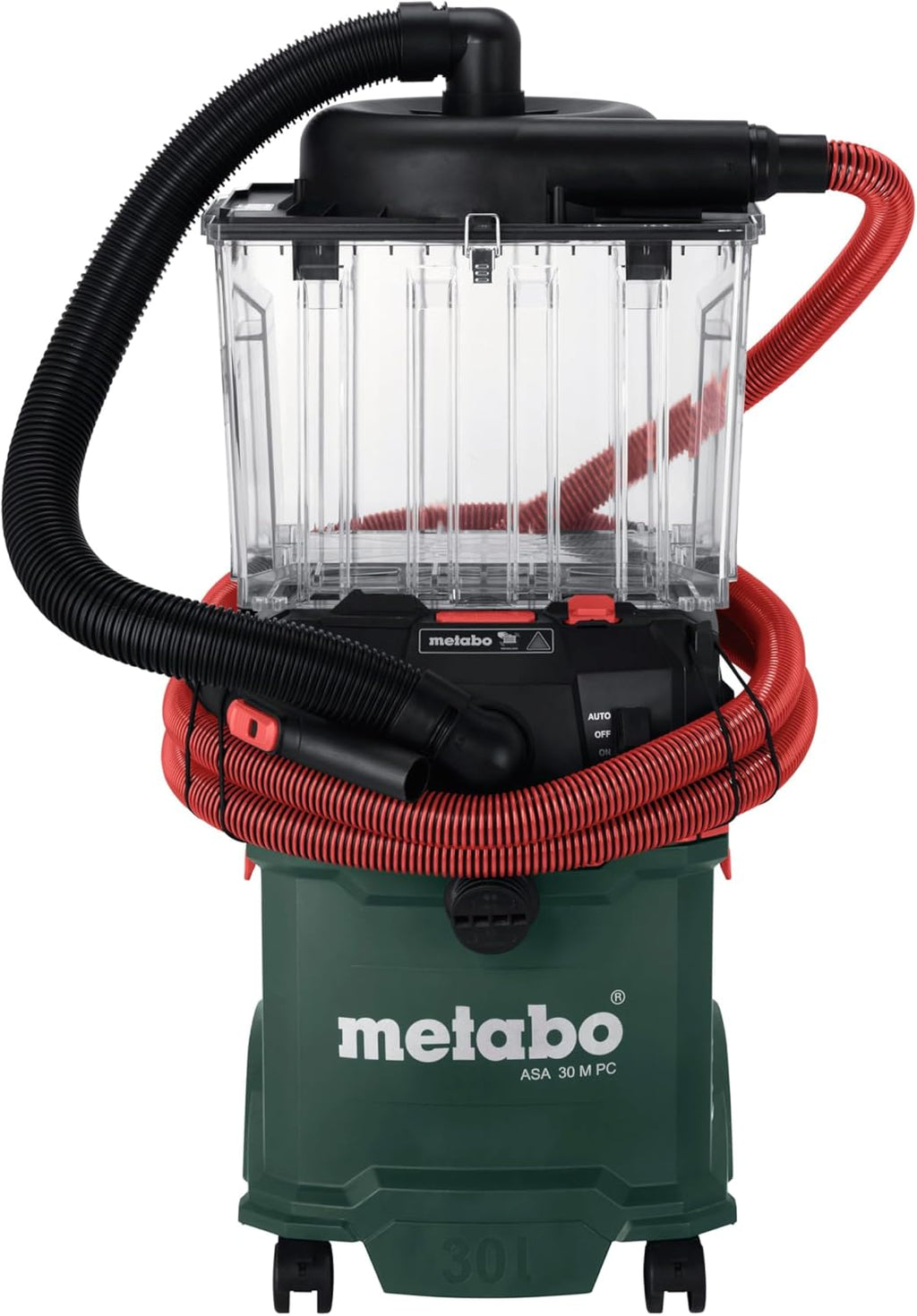 Separador previo Metabo para aspiradores universales con tecnología ciclónica - 99% de grado de separación para polvo, suciedad y líquidos - Depósito transparente de 25 l, sistema metaBOX, vaciado sencillo