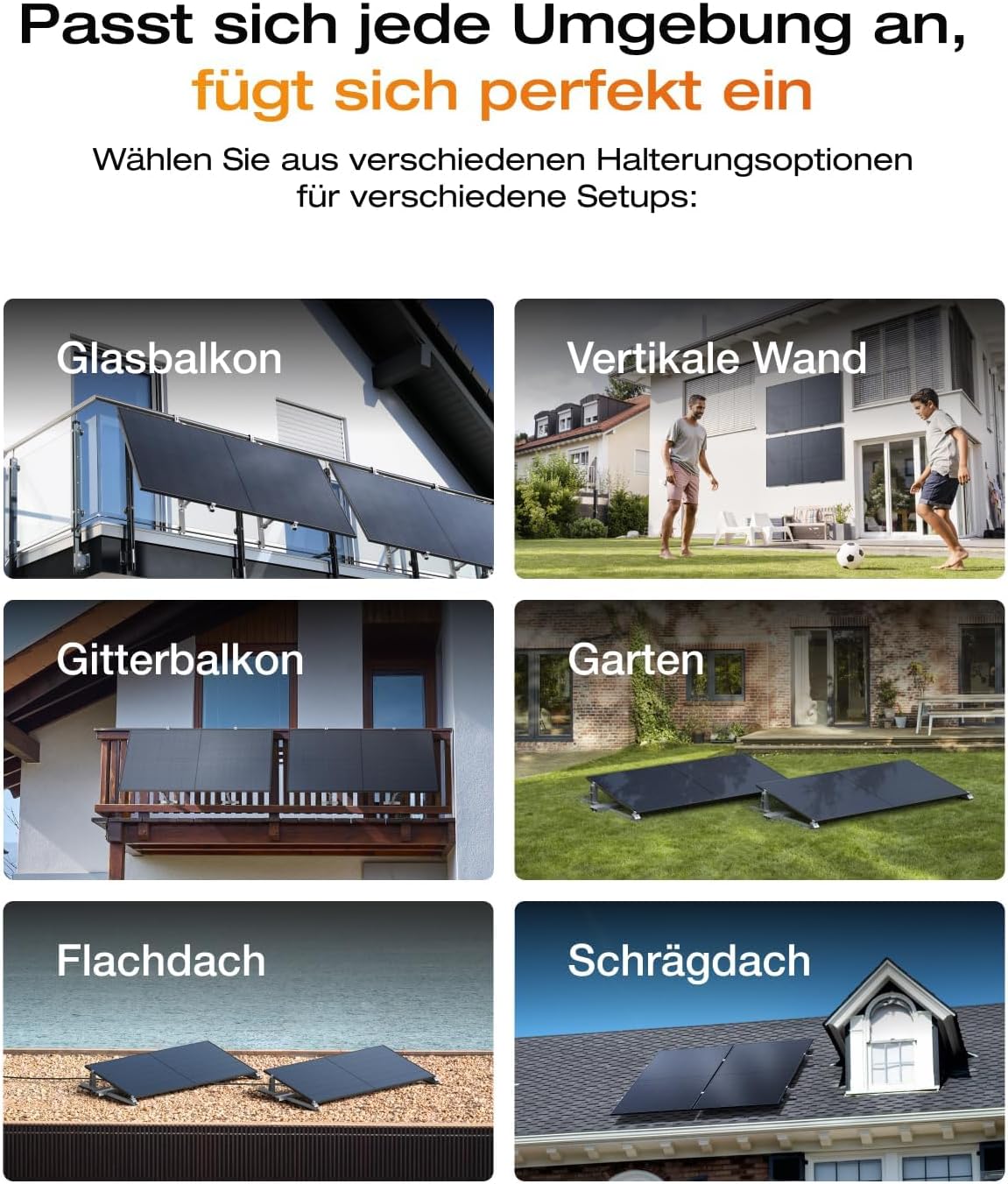 Solarway® 1000Wp / 800W sistema solar para balcón, kit completo para enchufe - nuevo microinversor EcoFlow Stream de 800 vatios - kit completo de sistema solar - paneles solares bifaciales negros de 500W, EcoFlow y accesorios