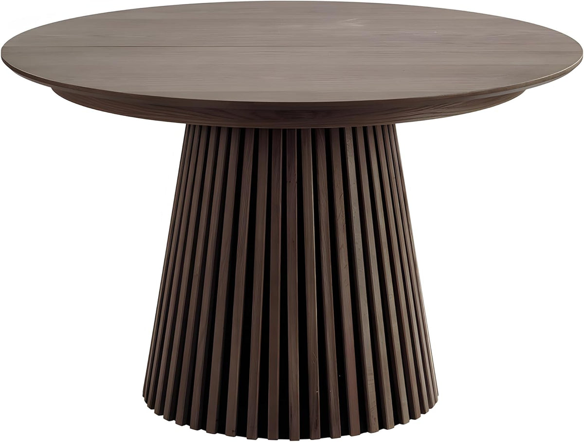 ebuy24 Tokyo mesa de comedor con 2 tableros adicionales ø120x120 hasta 160 hasta 200cm chapa de roble ahumado. – Mesa de comedor redonda extensible, mesa redonda extensible, mesa de comedor ovalada extensible