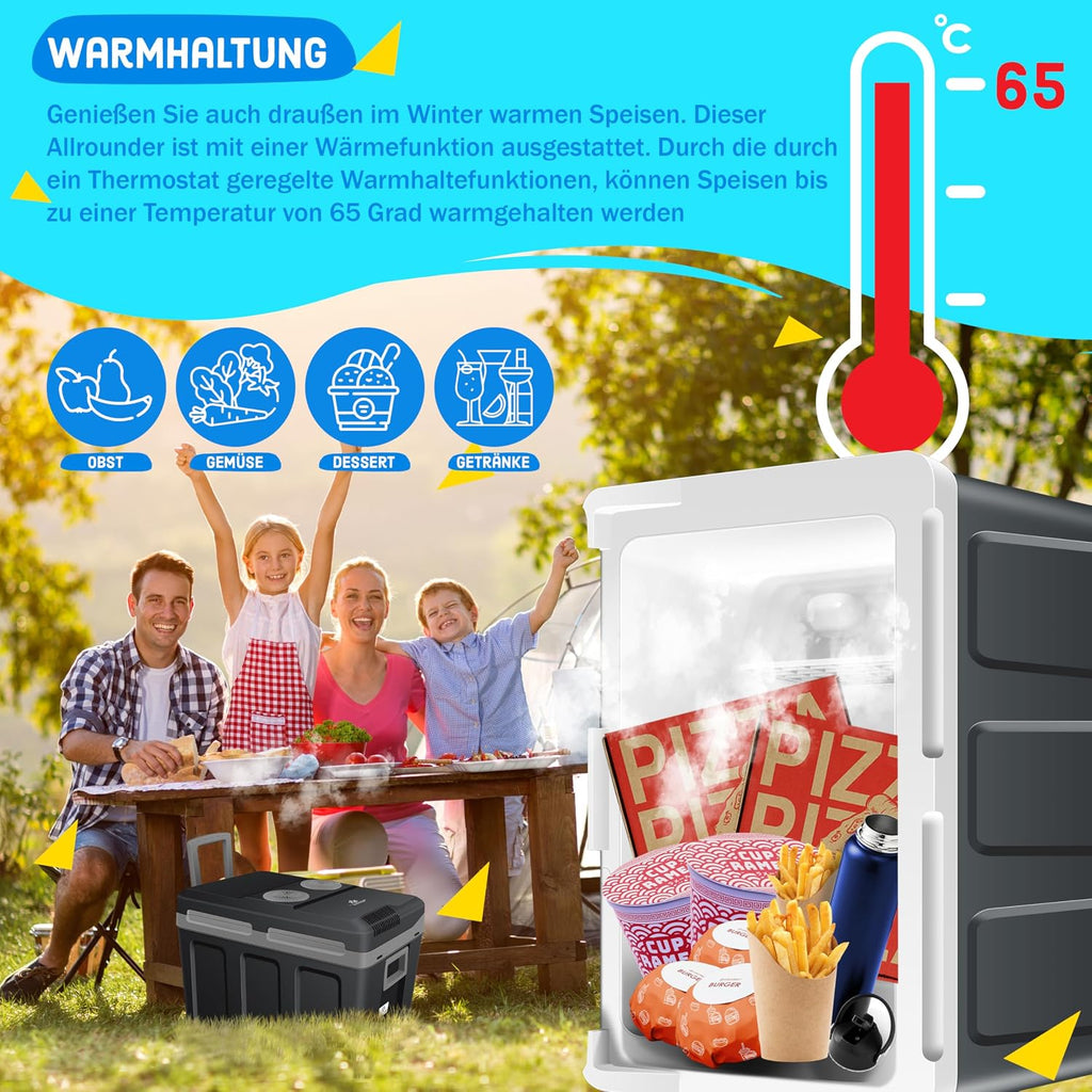 KESSER® Nevera eléctrica portátil 40L con ruedas | Calienta y enfría | Termoeléctrica | Mininevera | 12V y 230V | Para coche, camping y enchufe | Modo Eco | Incluye acumuladores de frío