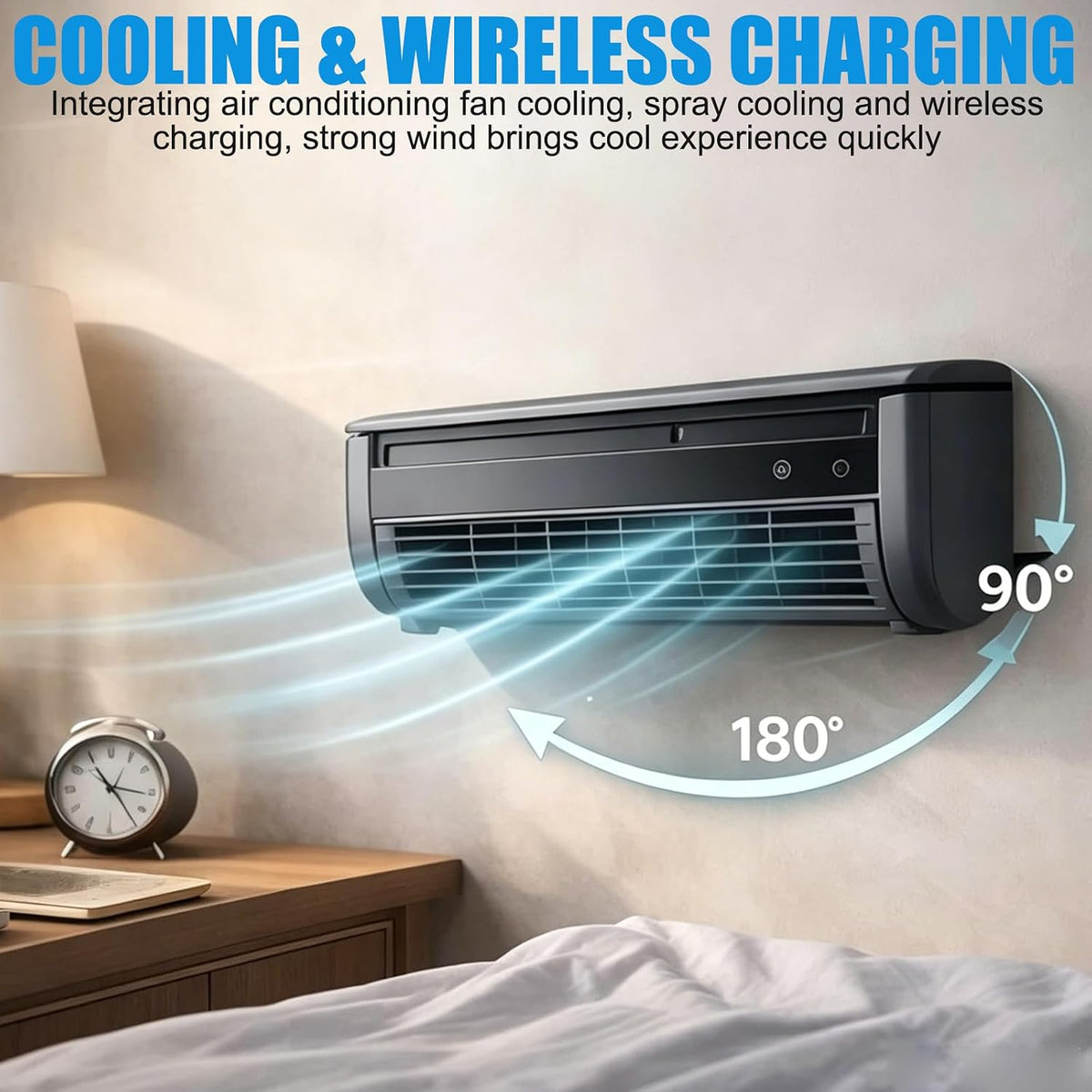 Aire acondicionado de pared sin unidad exterior: aire acondicionado de pared portátil sin perforación, refrigeración instantánea para cocina, dormitorio, caravana, oficina (blanco)