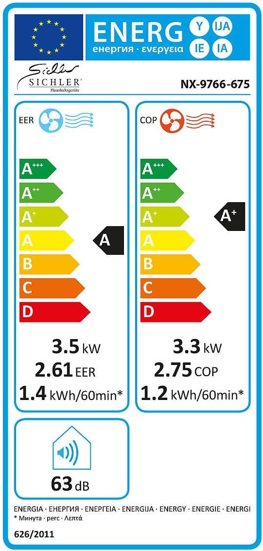 Aire acondicionado con aplicación de Sichler Haushaltsgeräte: aire acondicionado, función de calefacción, 12.000 BTU/h, 3.500 W (producto devuelto) (habitación, inteligente, enfriador)