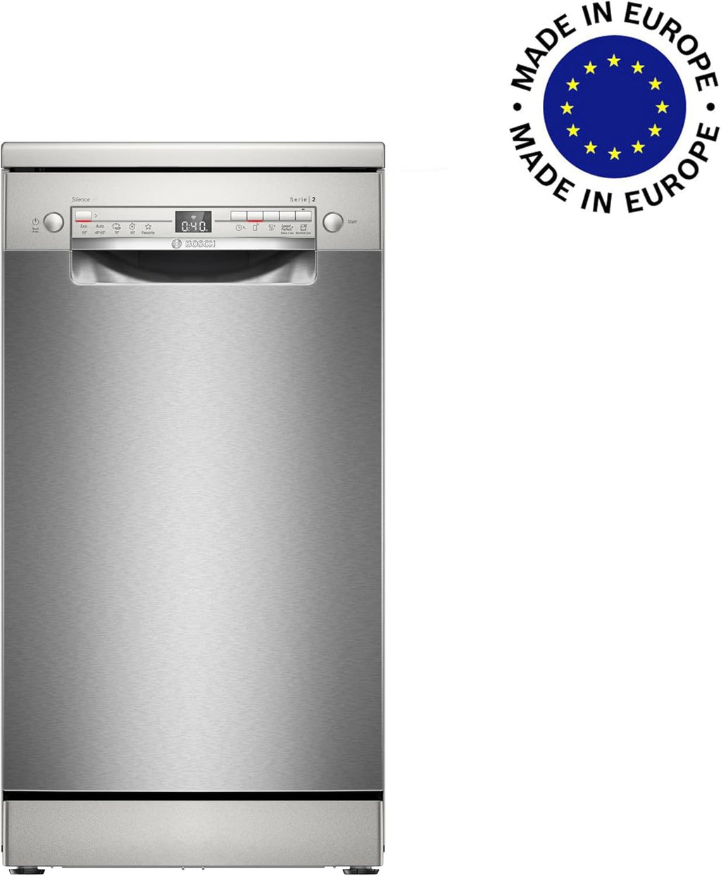 Lavavajillas inteligente Bosch Serie 2 SPV2IKX10E, totalmente integrable, 45 cm de ancho, cesta para cubiertos, secado extra con solo pulsar un botón, InfoLight punto de luz rojo en el suelo, protección AquaStop contra daños por agua, blanco
