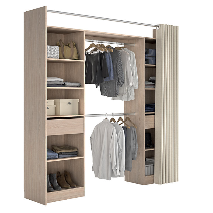 Kit de vestidor de 2 columnas reversibles con 2 cajones efecto roble Balsam, Al. 220 x An. 220 x Pr. 48 cm
