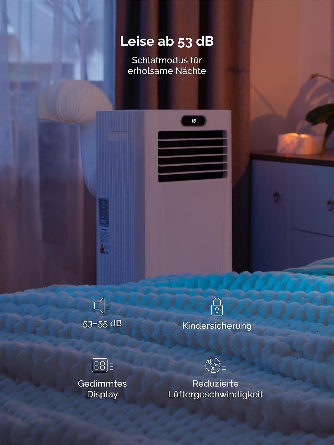 Aire acondicionado portátil MeacoCool MC Series Pro 10000 BTU con control por aplicación, mando a distancia, clase energética A, silencioso (53 dB), refrigeración 4 en 1, 18–28 m², modo sueño, 2 kits de ventana