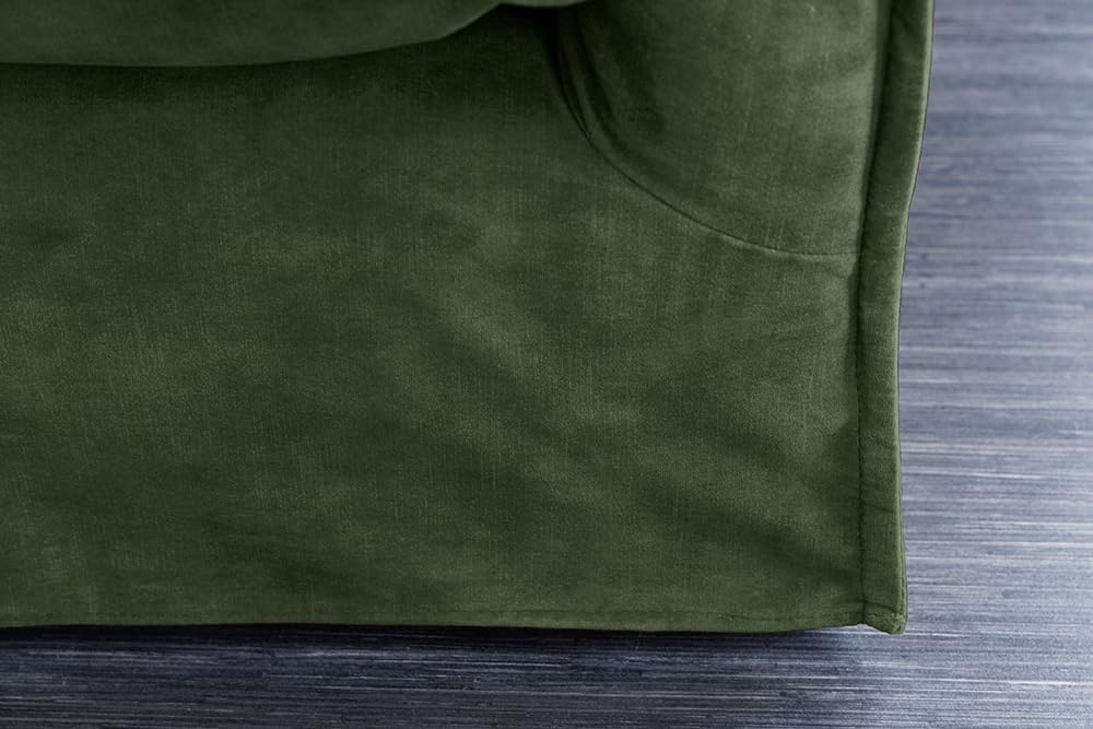 Riess Ambiente Sofá grande de 3 plazas Heaven 200 cm, terciopelo verde oscuro, funda lavable, sofá con funda, sofá esquinero, sofá de terciopelo