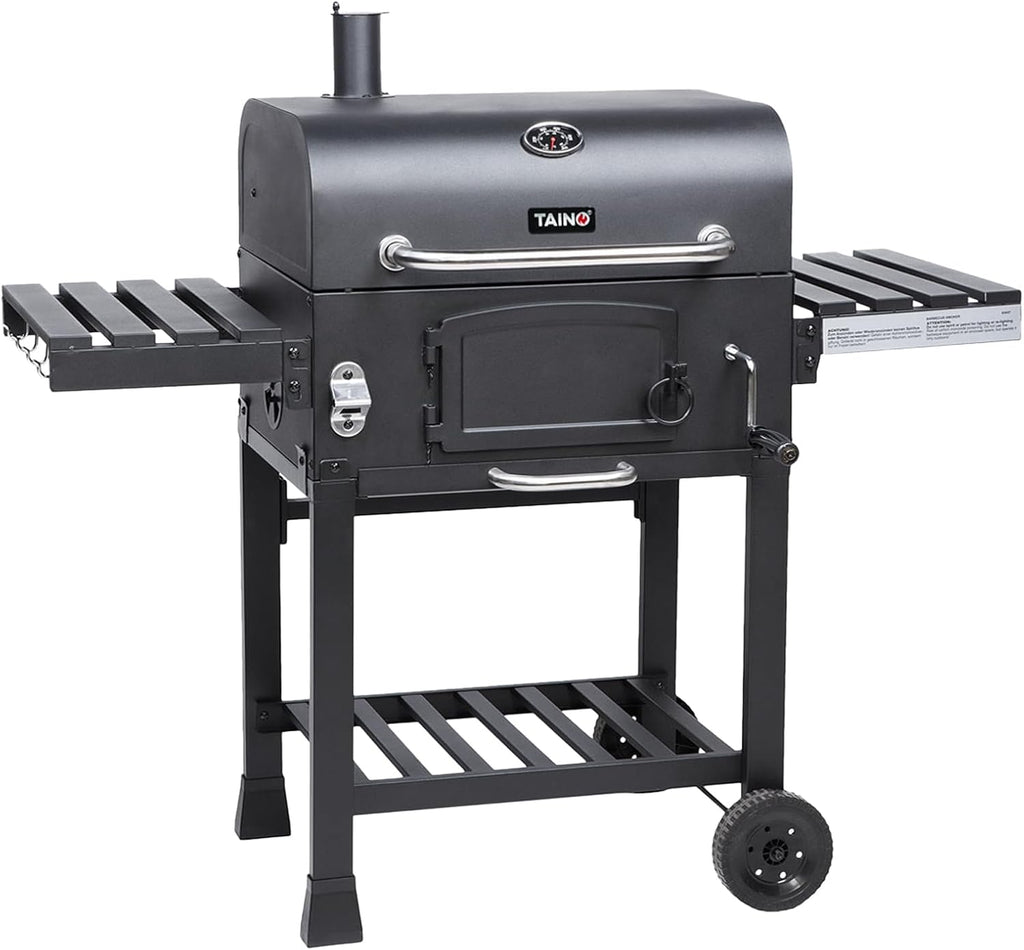 TAINO HERO XL Barbacoa ahumadora, carro grill, barbacoa de carbón, chimenea de exterior, barbacoa de pie, ahumador, accesorios